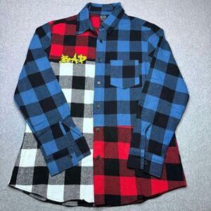RARE XXXTentacion Bad Vibes Forever Multi Plaid Flannel Shirt Size M Embroidered